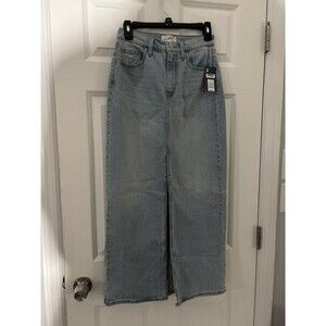 Universal Thread Light Denim Long Jean Skirt Front Slit Coastal Cowgirl 2